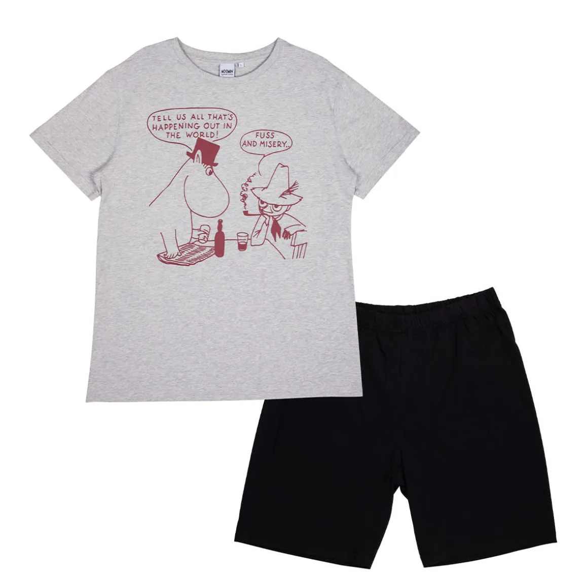 Muumi Fuss-shortsipyjama musta/harmaa