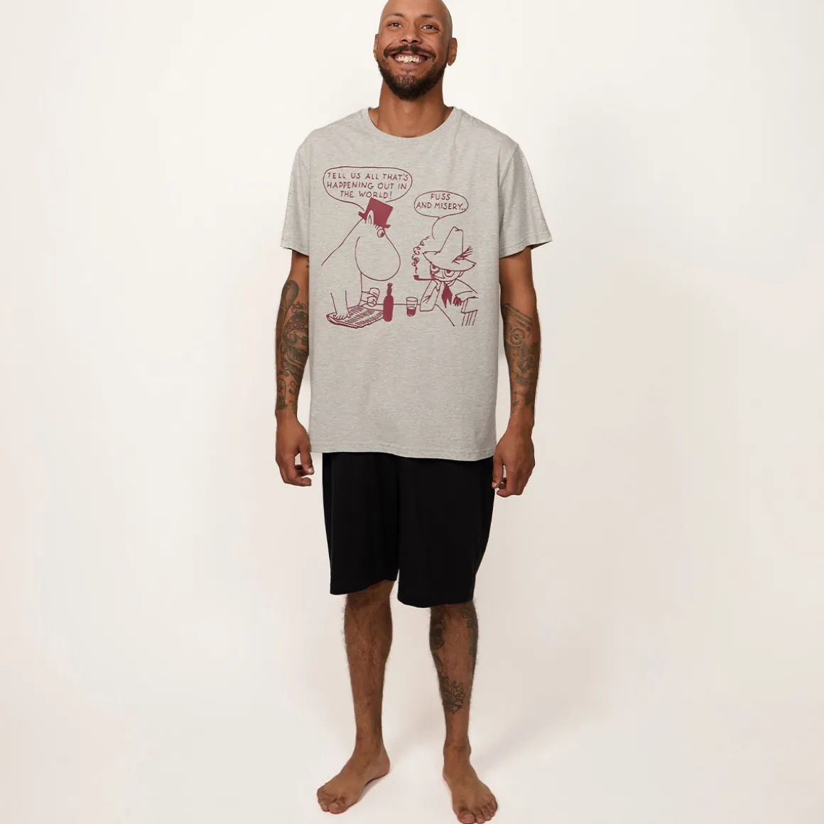 Muumi Fuss-shortsipyjama musta/harmaa