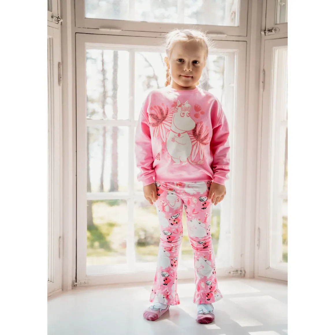 Muumi Korut-leggingsit frilloin vaaleanpunainen