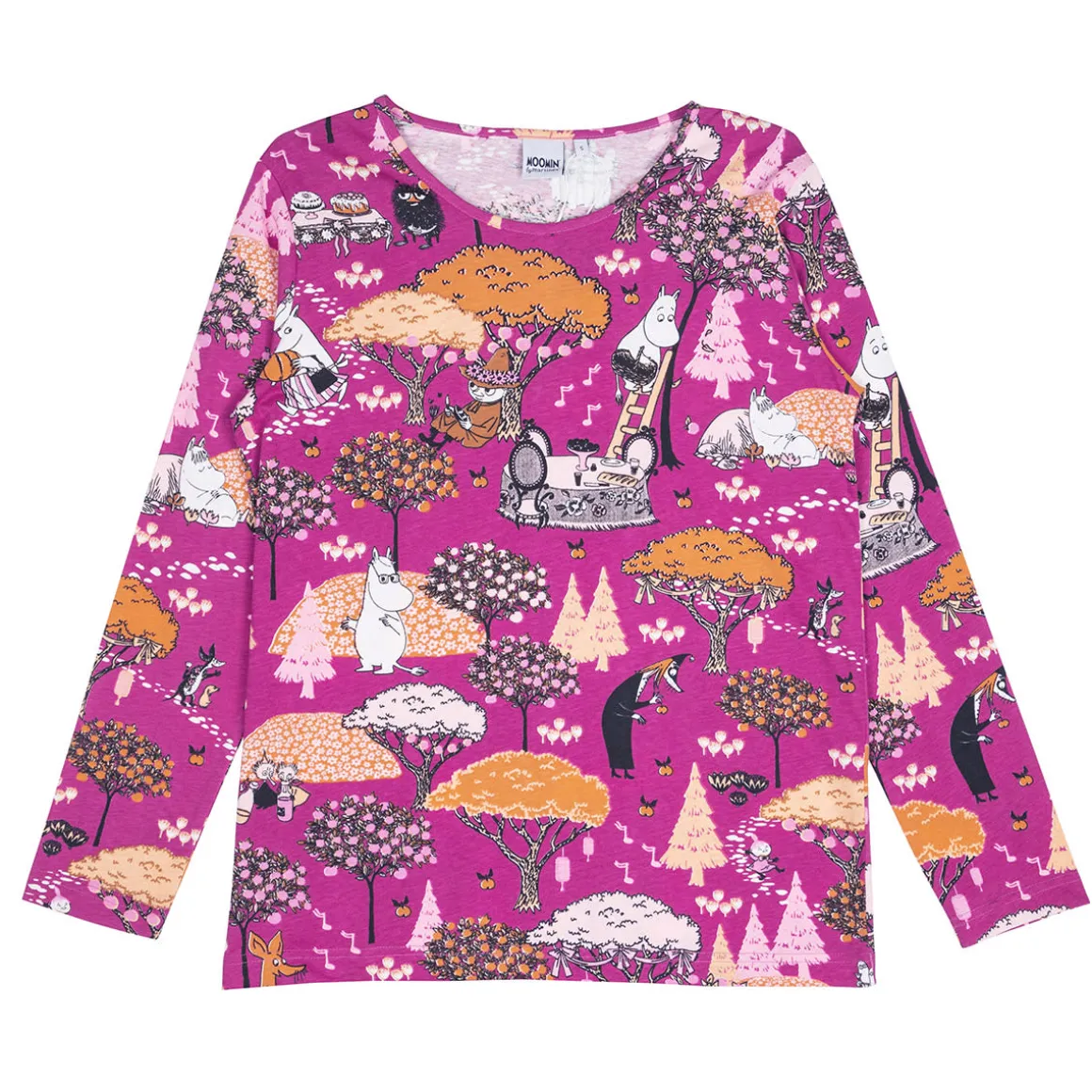 Muumi Sadonkorjuu-pyjama pitkähihainen vadelma