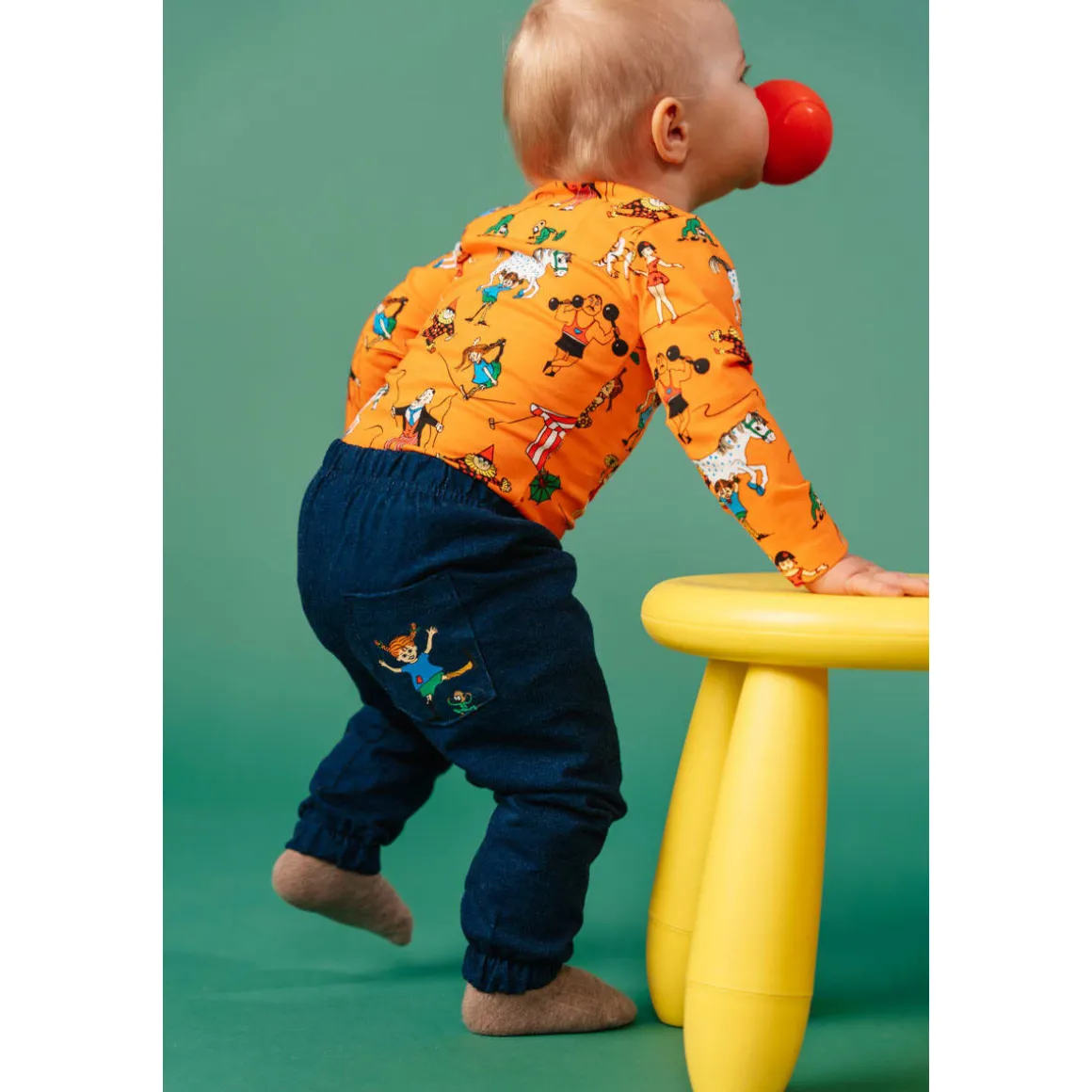 Peppi Pitkätossu Denim-collegehousut vauvalle sininen