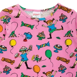 Peppi Pitkätossu Juhla-Peppi-mekko vaaleanpunainen