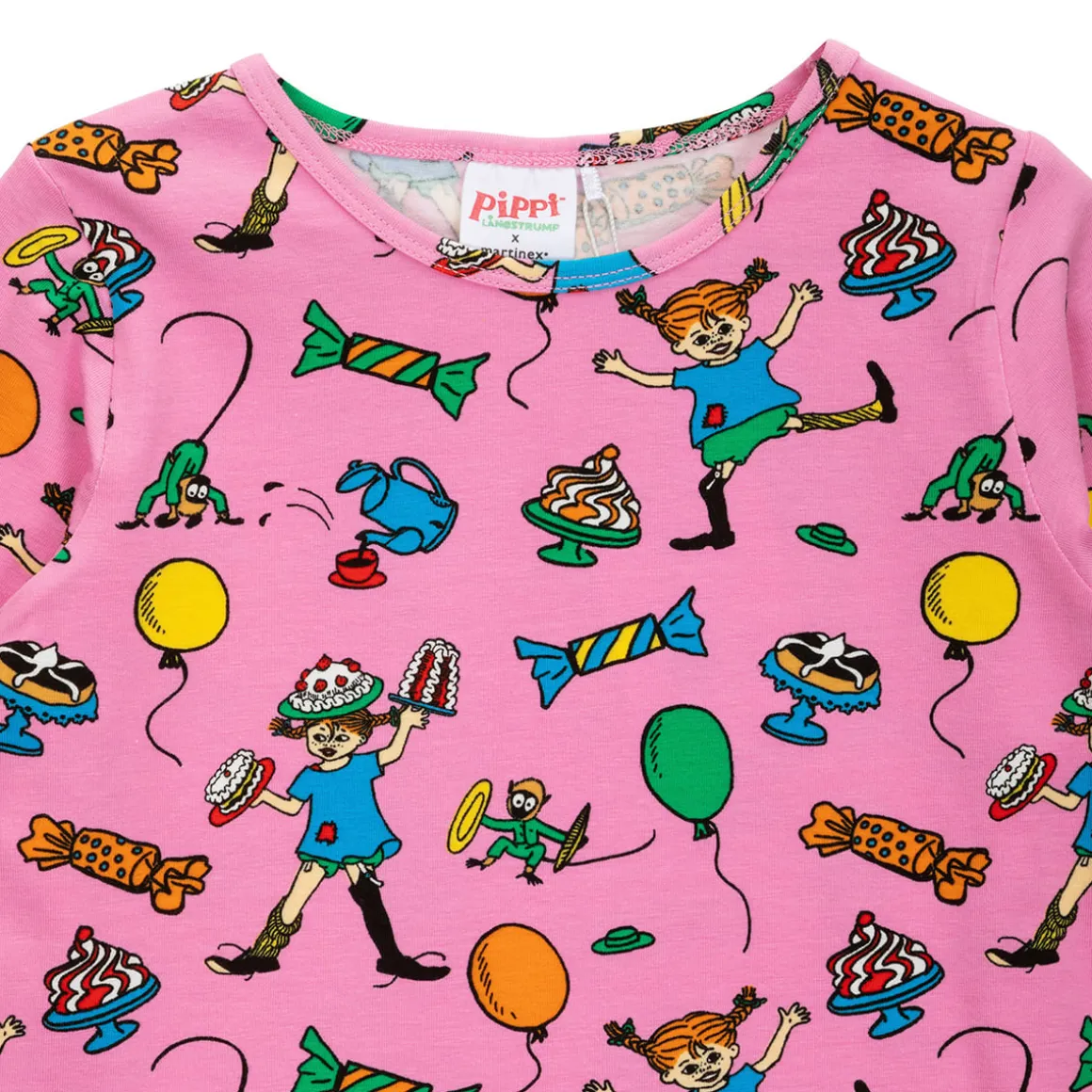 Peppi Pitkätossu Juhla-Peppi-mekko vaaleanpunainen