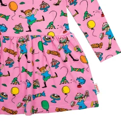 Peppi Pitkätossu Juhla-Peppi-mekko vaaleanpunainen