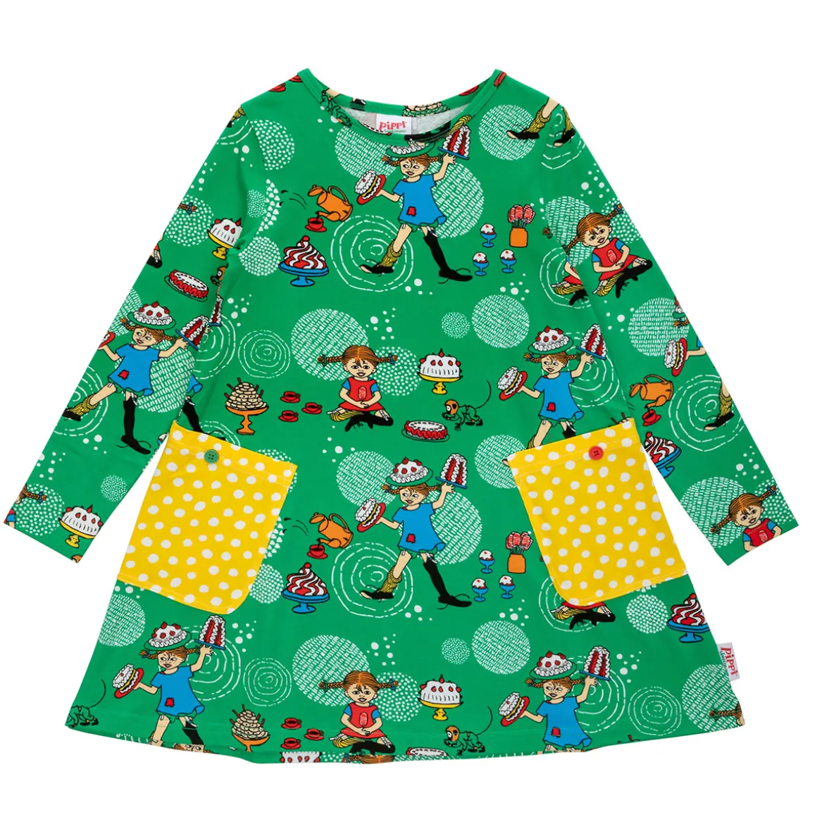 Peppi Pitkätossu Kekkeri-mekko vihreä