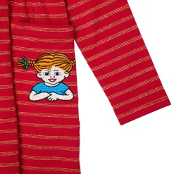 Peppi Pitkätossu Toverukset-mekko punainen/kulta