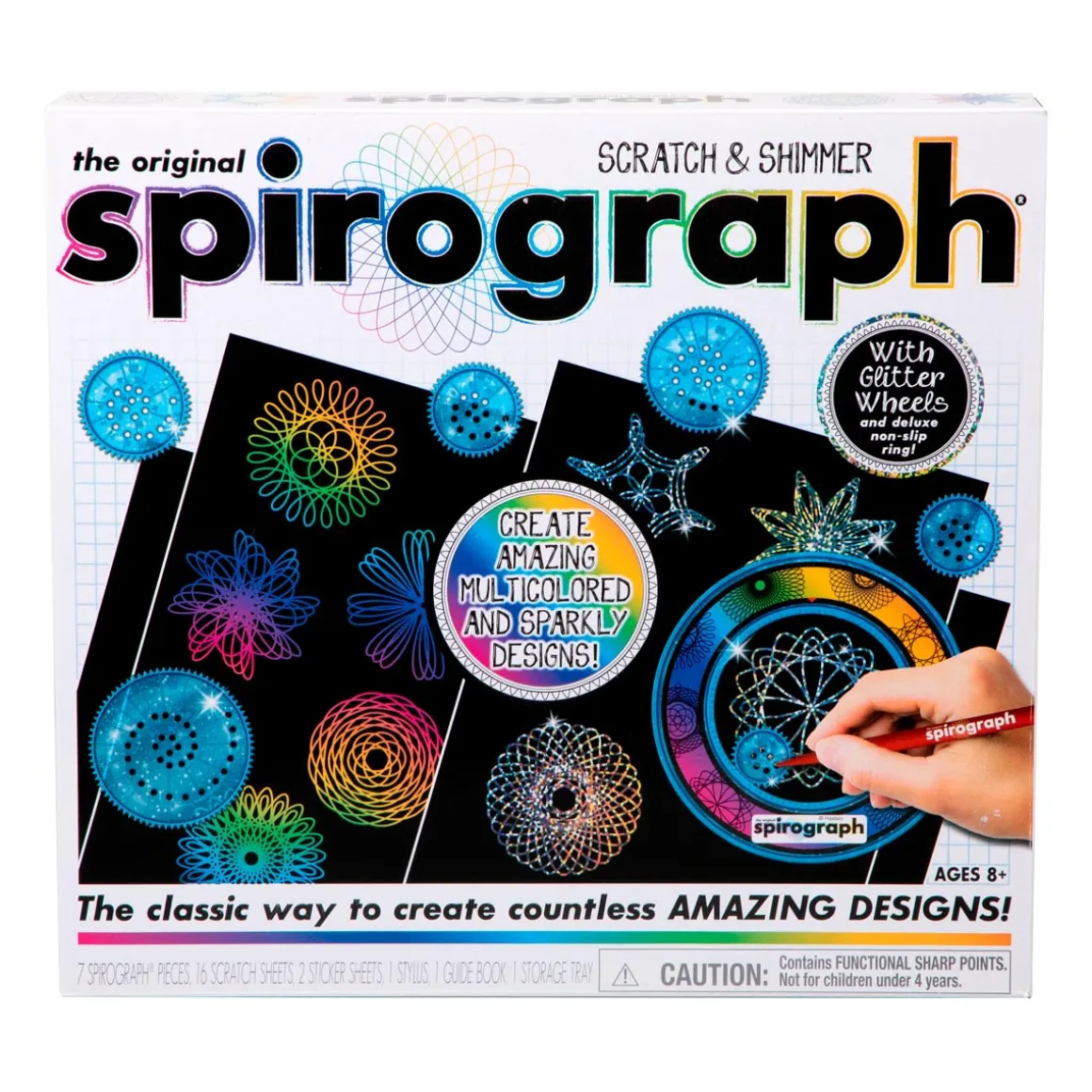 Spirograph Säihkyvät raaputuskuviot