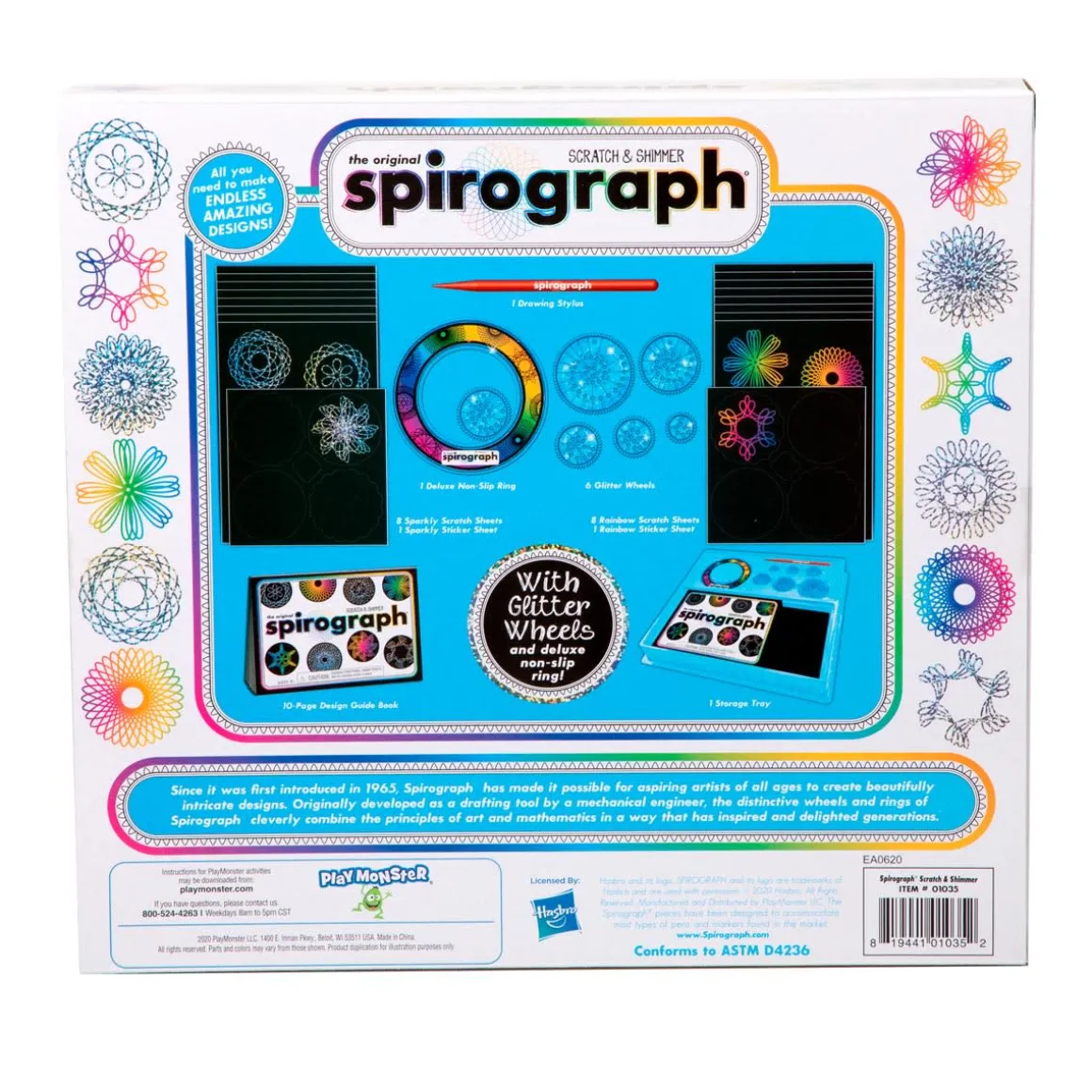Spirograph Säihkyvät raaputuskuviot